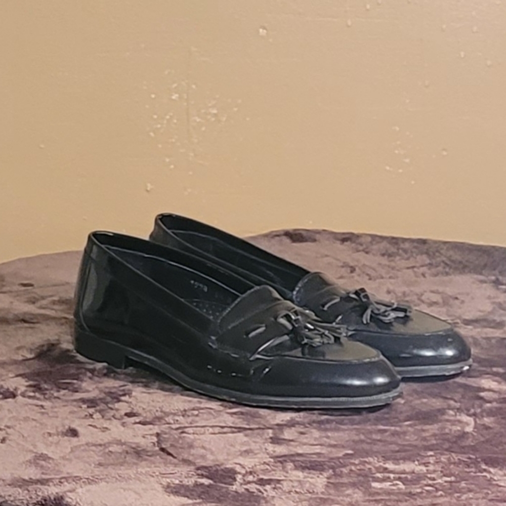 Men Vintage Black Leather Loafers By Stanley Blacker Size 9.5M/Men Dress Shoes/